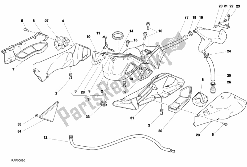 Alle onderdelen voor de Inname van de Ducati Superbike 998 R 2002